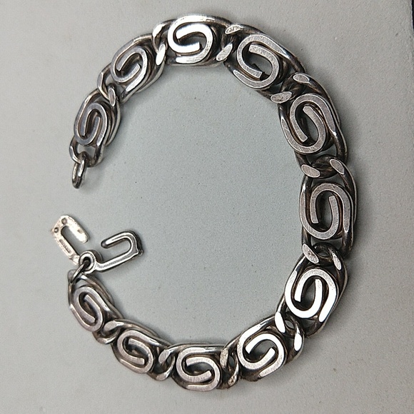 Vintage Solid sterling silver 925 chain bracelet scroll link
